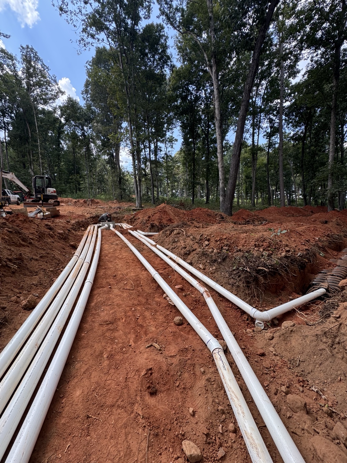 Septic installation on a wooded Northeast Georgia lot